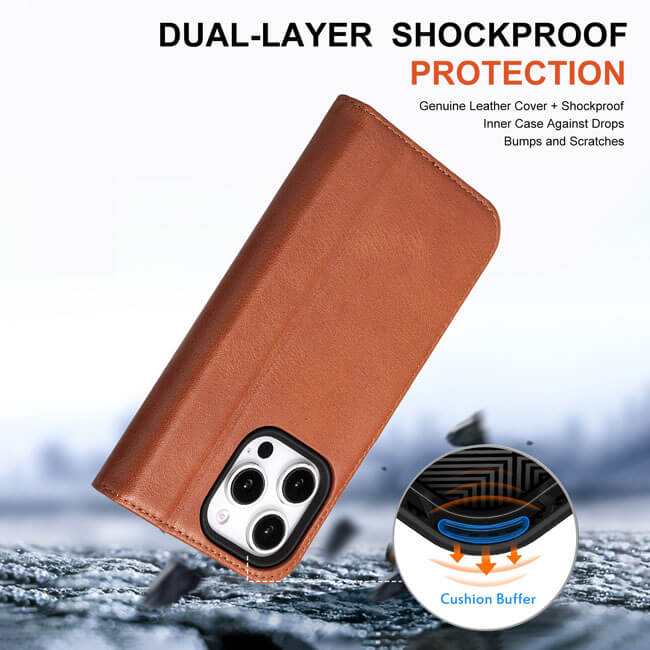 Aaronscase Genuine Leather Flip Cover for iPhone 16 Pro Max - Wholesale Manufacturer