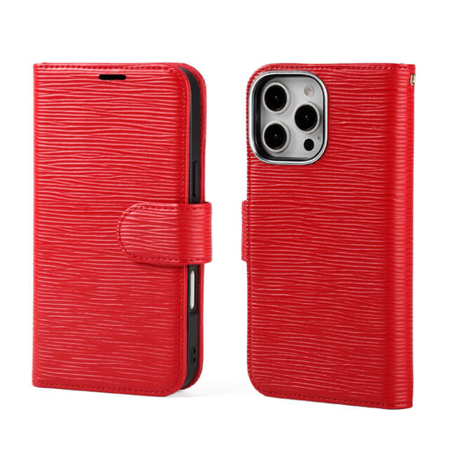 Aaronscase Genuine Red Leather iPhone 16 Pro Case (Wholesale/Manufacturer)