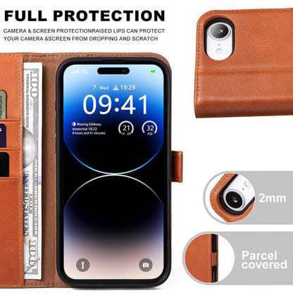 Aaronscase Genuine Leather Wallet Case for iPhone 16e (Wholesale/Manufacturer)