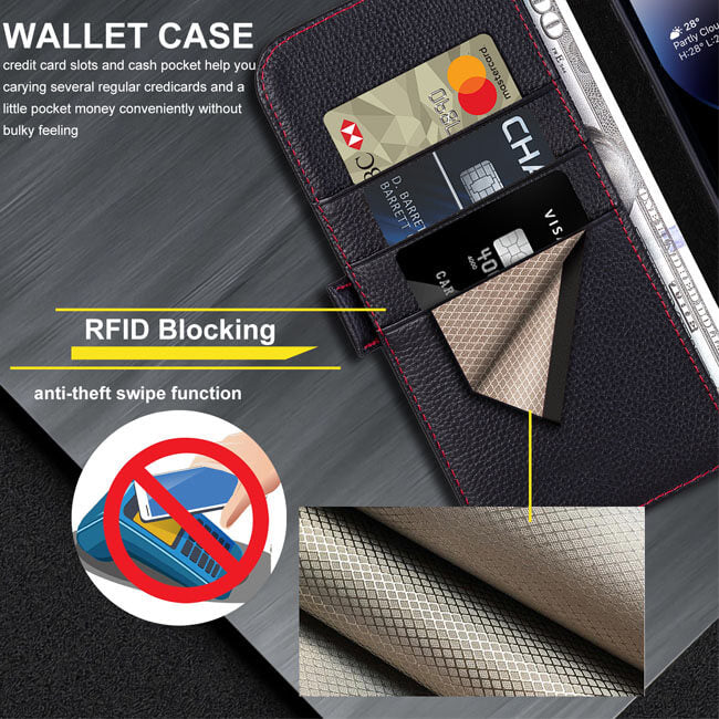 Aaronscase Premium Leather Folio Flip Case for iPhone 16e (Wholesale/Manufacturer)