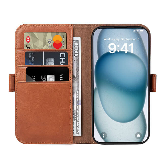 Aaronscase Genuine Leather Flip Cover for iPhone 16 Pro Max - Wholesale Manufacturer