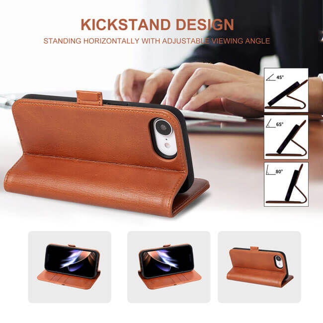 Aaronscase Genuine Leather Wallet Case for iPhone 16e (Wholesale/Manufacturer)