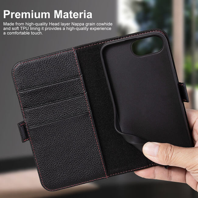 Aaronscase Premium Leather Folio Flip Case for iPhone 16e (Wholesale/Manufacturer)