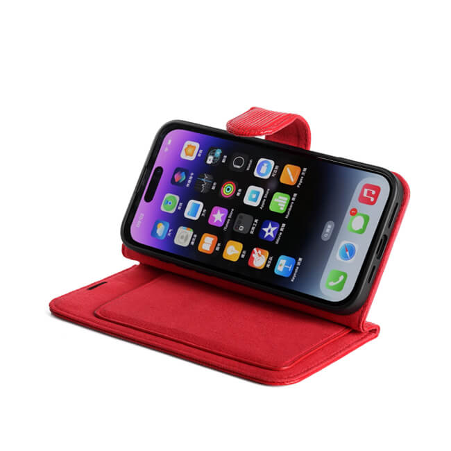 Aaronscase Genuine Red Leather iPhone 16 Case (Wholesale / Manufacturer)