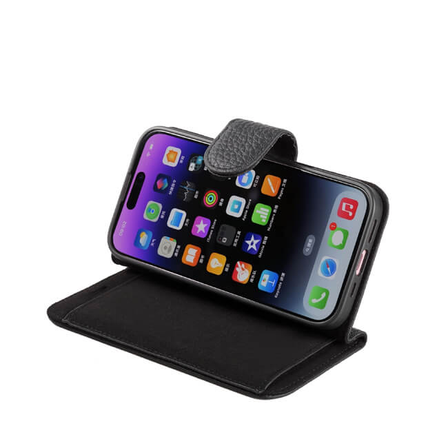 Aaronscase Genuine Black Leather iPhone 16 Case (Wholesale / Manufacturer)