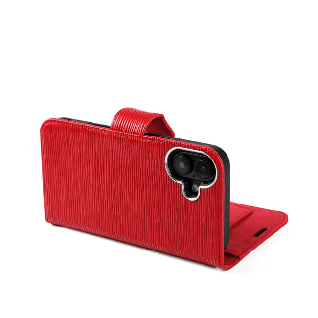 Aaronscase Genuine Red Leather iPhone 16 Case (Wholesale / Manufacturer)