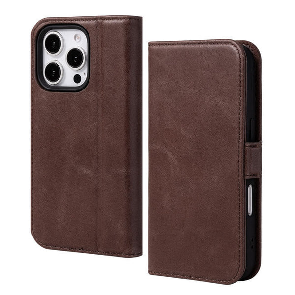 Aaronscase Genuine Leather Folio Wallet Case for iPhone 16 Pro Max (Wholesale/Manufacturer)