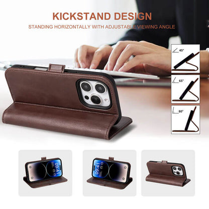 Aaronscase Genuine Leather Folio Wallet Case for iPhone 16 Pro Max (Wholesale/Manufacturer)