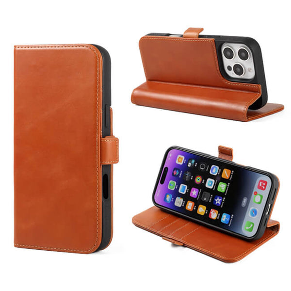 Aaronscase Genuine Leather iPhone 16 Pro Wallet Case (Wholesale/Manufacturer)