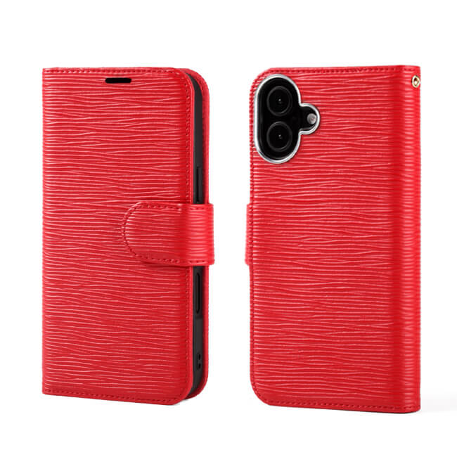 Aaronscase Genuine Red Leather iPhone 16 Case (Wholesale / Manufacturer)