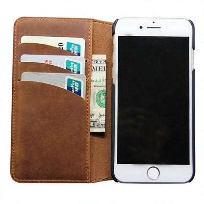 Genuine Leather Folio Wallet Phone Case for Customizable Device Models image 4