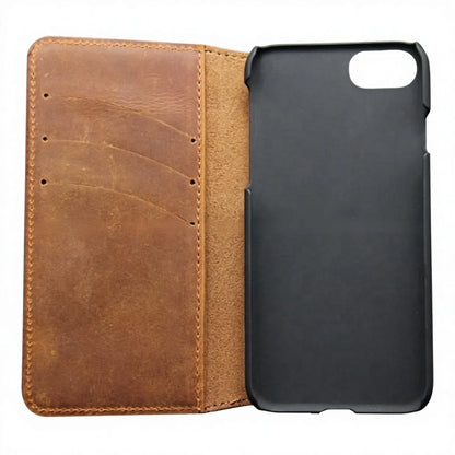 Genuine Leather Folio Wallet Phone Case for Customizable Device Models image 5