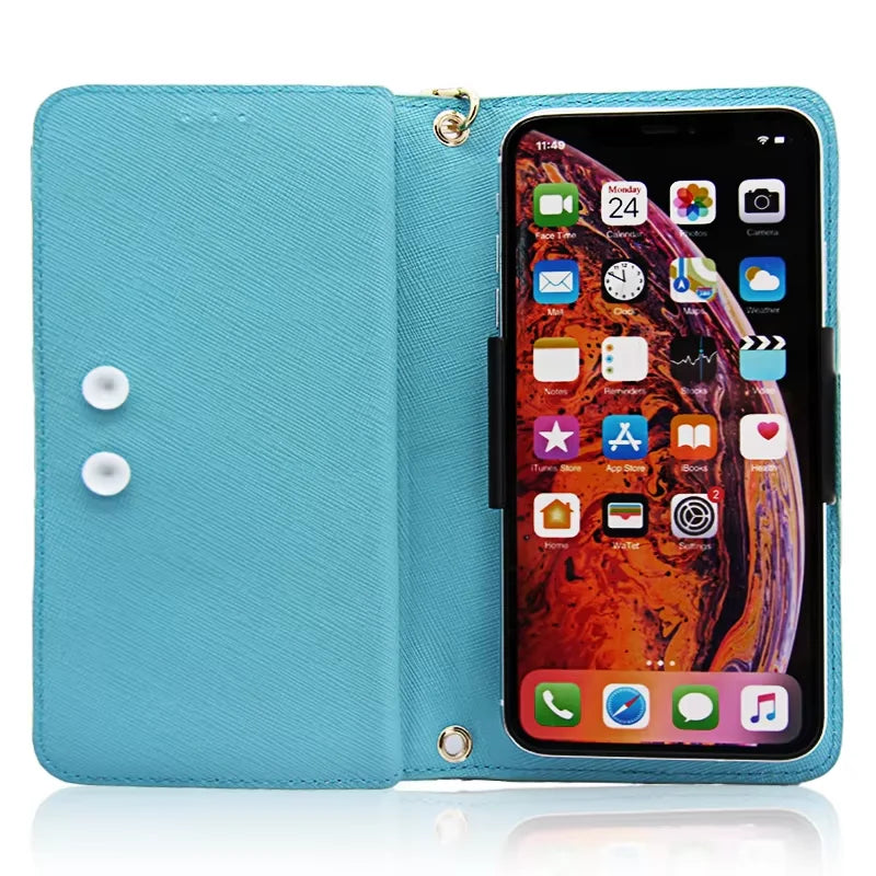 Genuine Leather Crossbody Wallet Phone Case for Customizable Device Models image 3