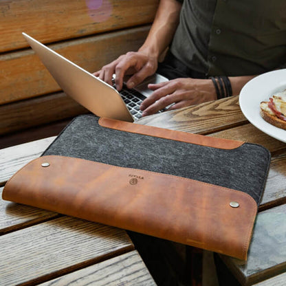 Aaronscase Fine Leather and Fleece Sleeve Bag (Wholesale/Manufacturer)
