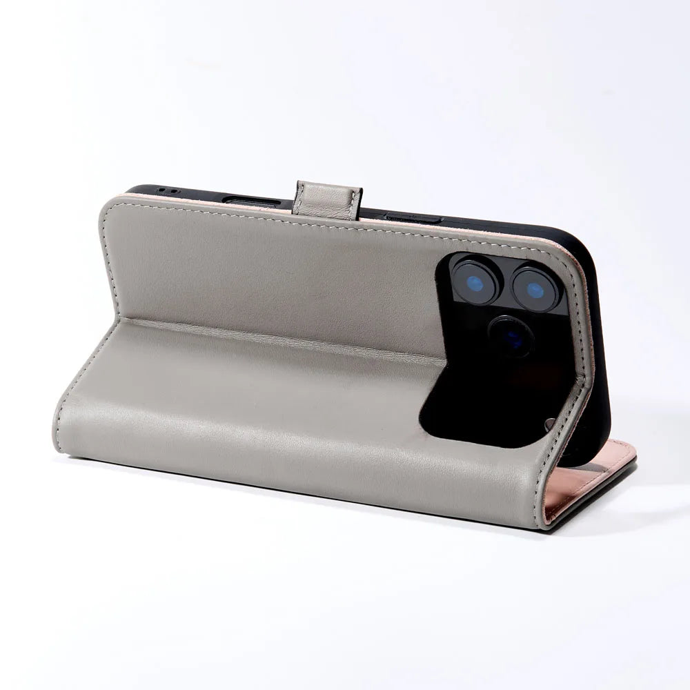 Genuine Leather Folio Wallet Phone Case for iPhone 17 Series image 1