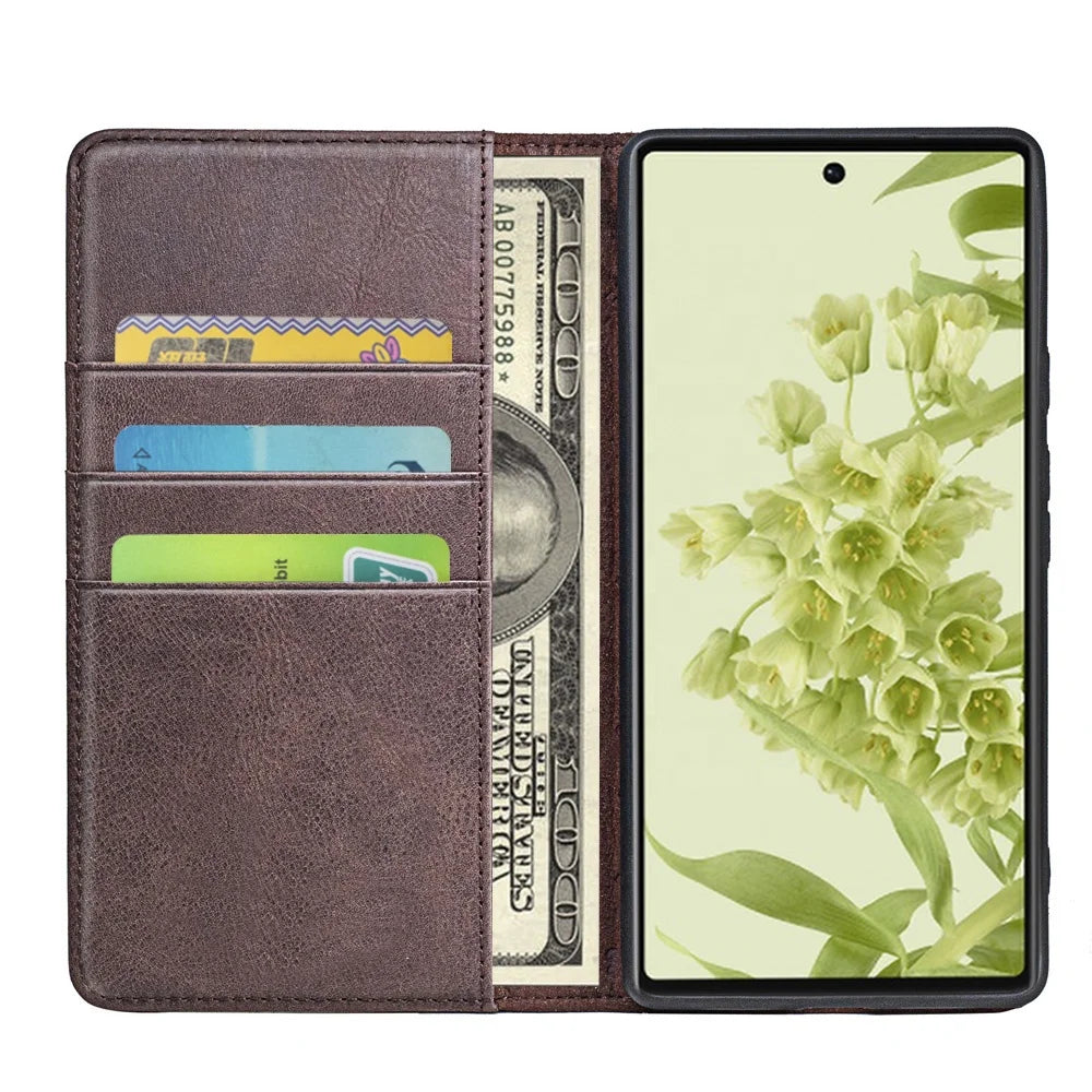Genuine Leather Folio Wallet Phone Case for Customizable Device Models image 2