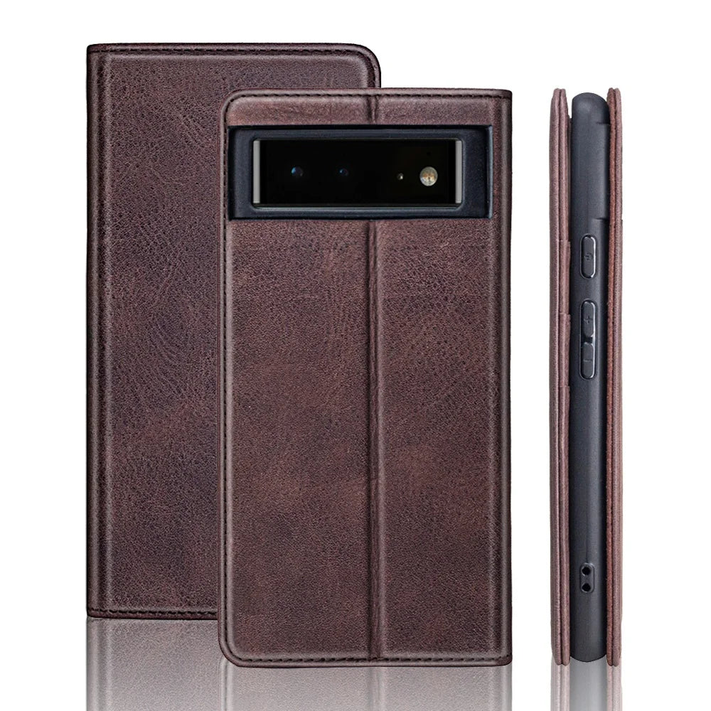 Genuine Leather Folio Wallet Phone Case for Customizable Device Models image 1