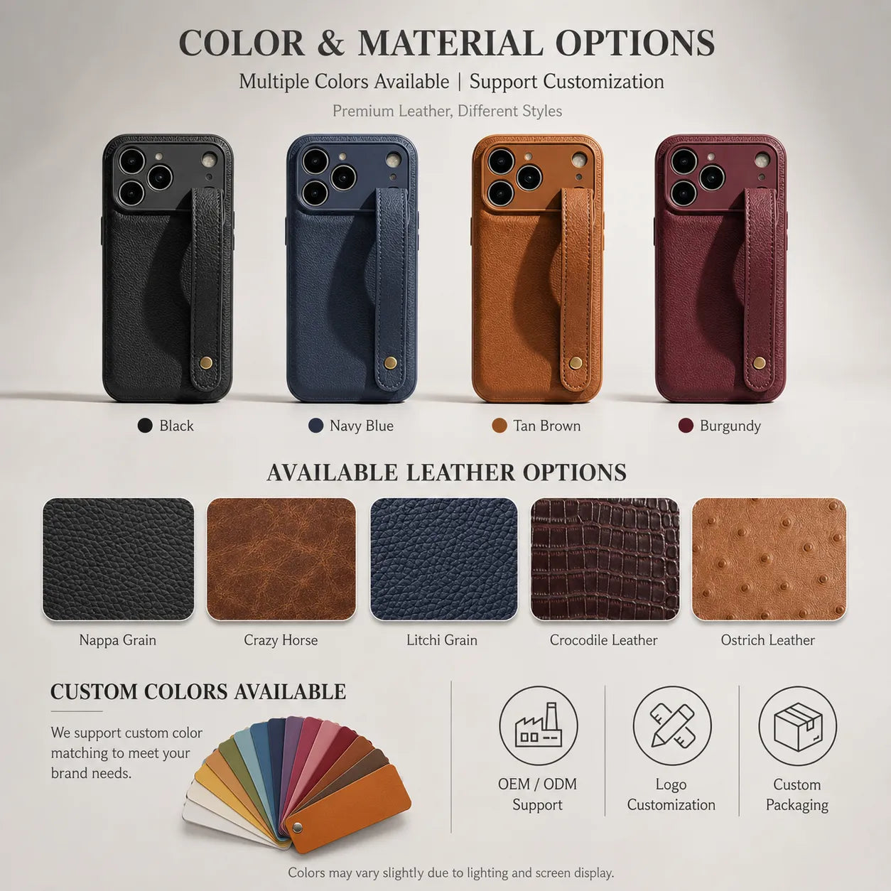 Leather Phone Case with Strap for iPhone 17 Pro Max (Wholesale/OEM Manufacturer)