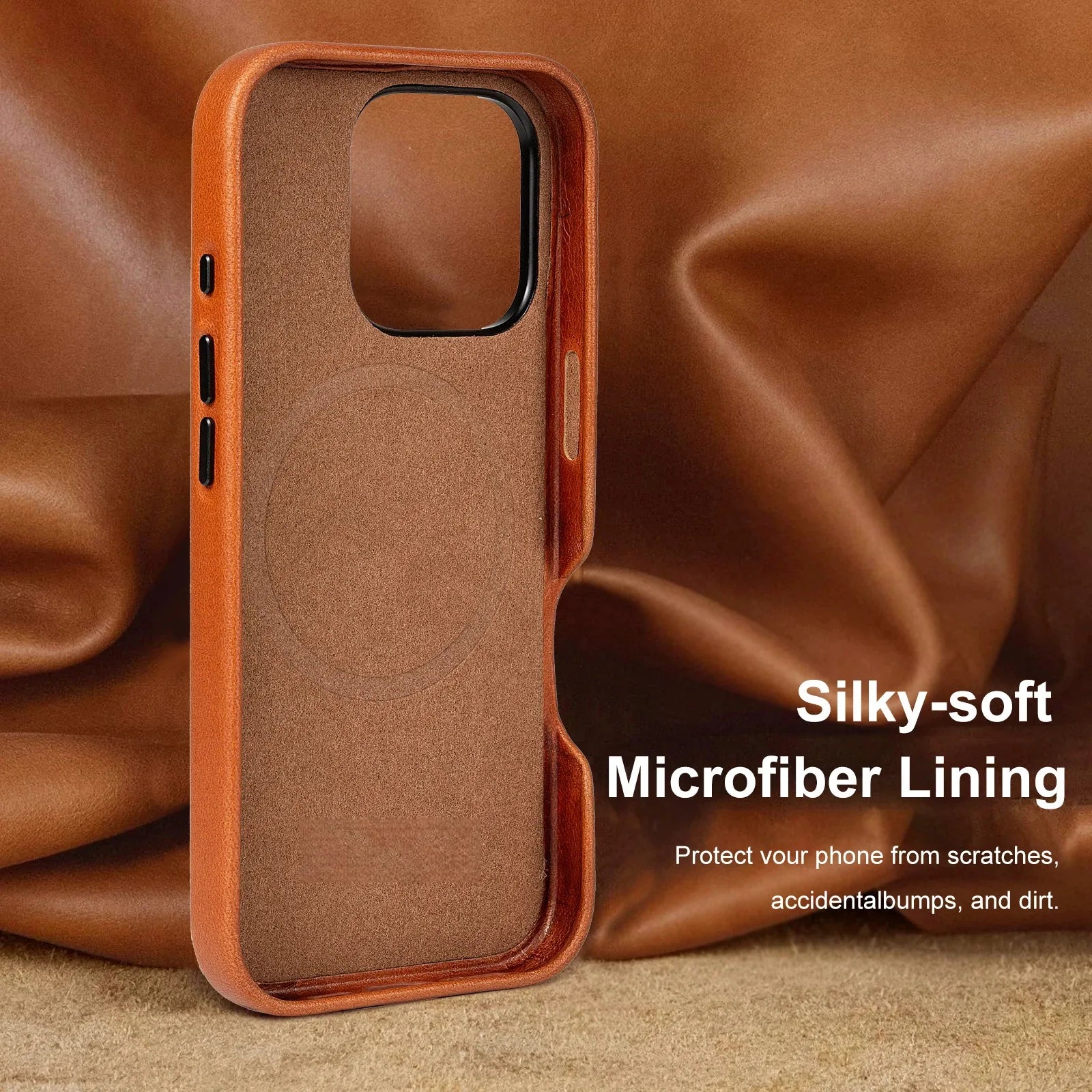 Genuine Leather Slim Back Cover for iPhone 15 Pro Max (Wholesale/OEM Manufacturer)