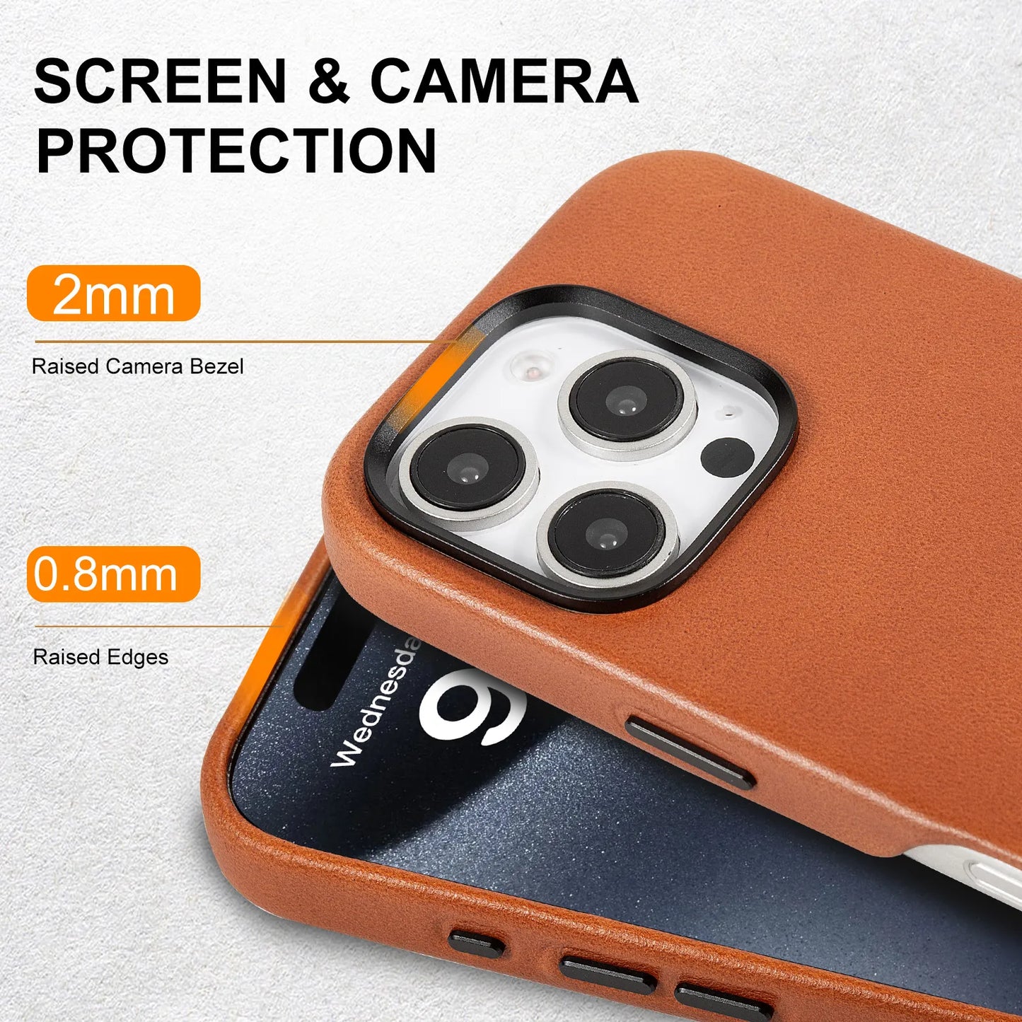 Genuine Leather Slim Back Cover for iPhone 15 Pro Max (Wholesale/OEM Manufacturer)