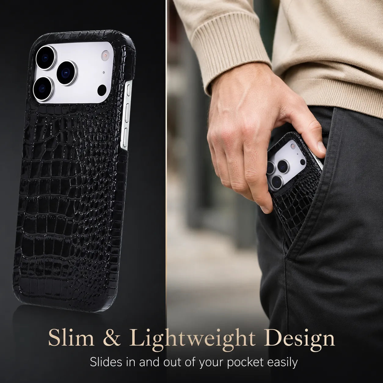 Genuine Leather Alligator Slim Phone Case (Wholesale/OEM Manufacturer)