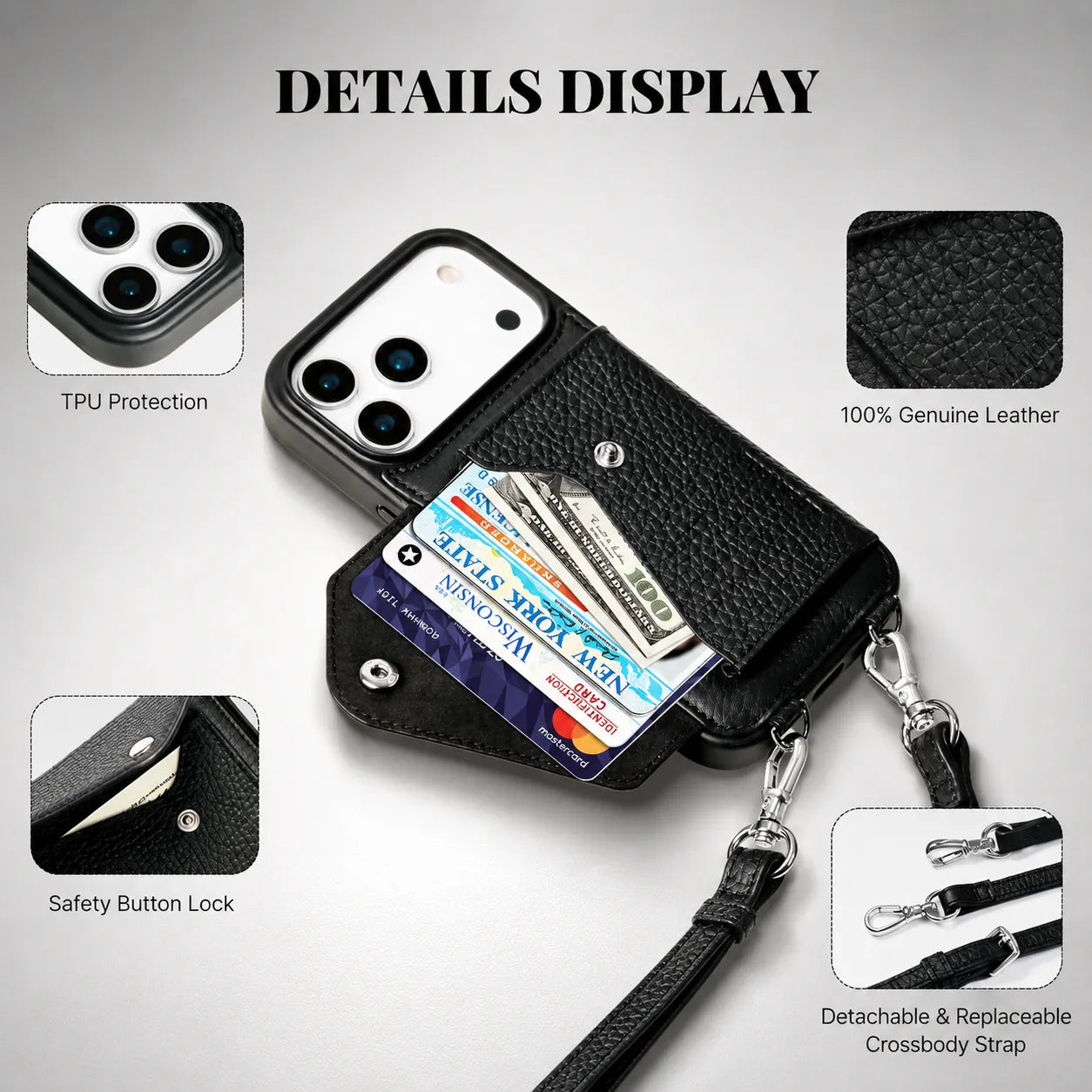 Premium Leather Crossbody Wallet Phone Case (Wholesale/OEM Manufacturer)
