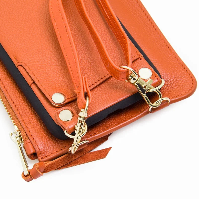 Genuine Leather Crossbody Shockproof Wallet Phone Case for Custom Phone Models Style 03 - image 6