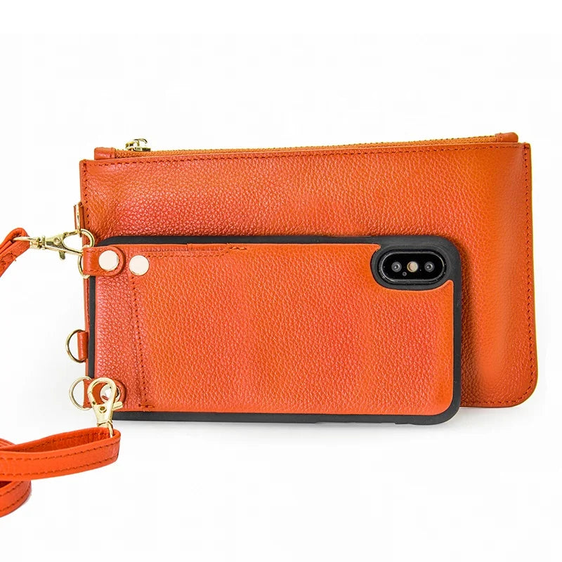 Genuine Leather Crossbody Shockproof Wallet Phone Case for Custom Phone Models Style 03 - image 4