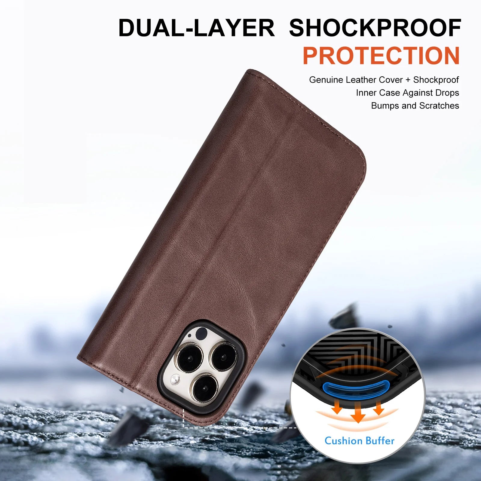 Genuine Leather Folio Wallet Phone Case for iPhone 17 Series image 3