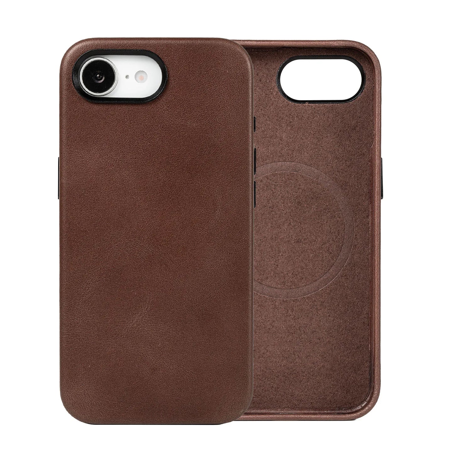 Genuine Leather Foldable Screen Protector Phone Case for iPhone 16 Series - image 1