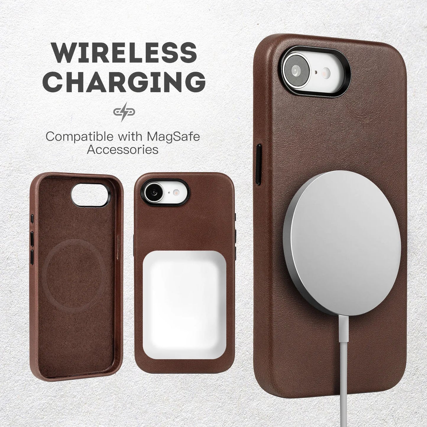 Genuine Leather Foldable Screen Protector Phone Case for iPhone 16 Series - image 3