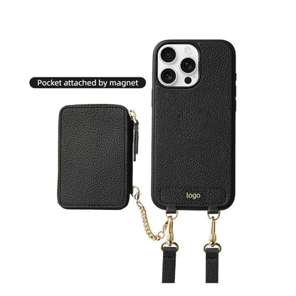 Genuine Leather Crossbody Wallet Phone Case for iPhone 16 Series - image 6