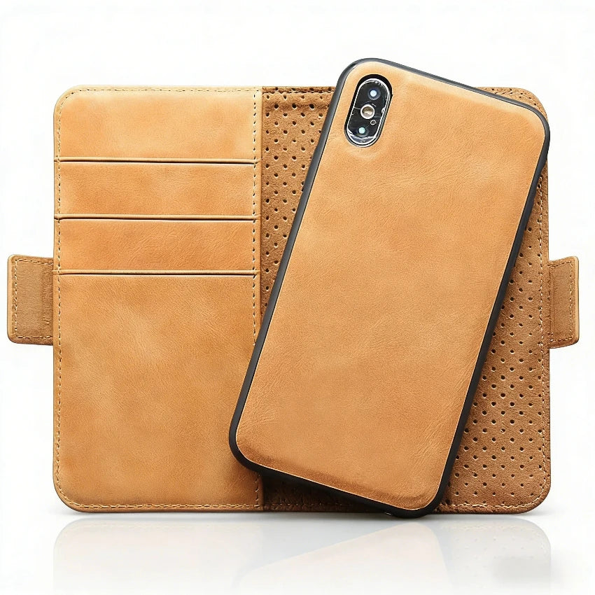 Genuine Leather Folio Wallet Phone Case for iPhone 12 Series image 1