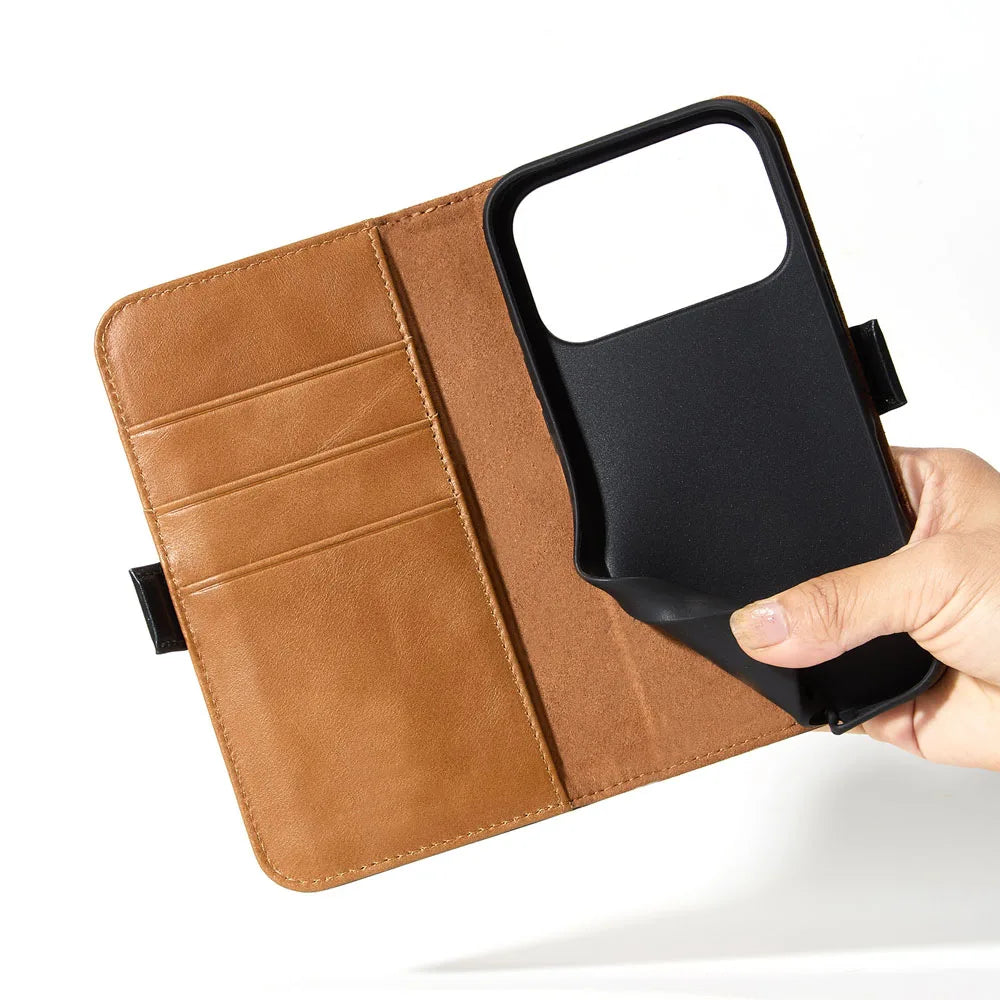 Genuine Leather Folio Wallet Phone Case for iPhone 17 Series image 1