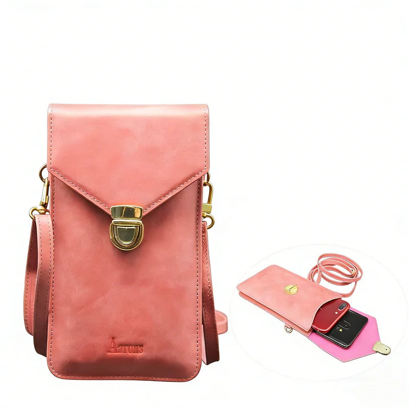 Genuine Leather Crossbody Wallet Phone Case for Customizable Device Models image 1
