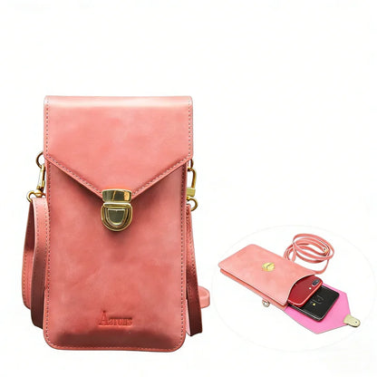 Genuine Leather Crossbody Wallet Phone Case for Customizable Device Models image 1
