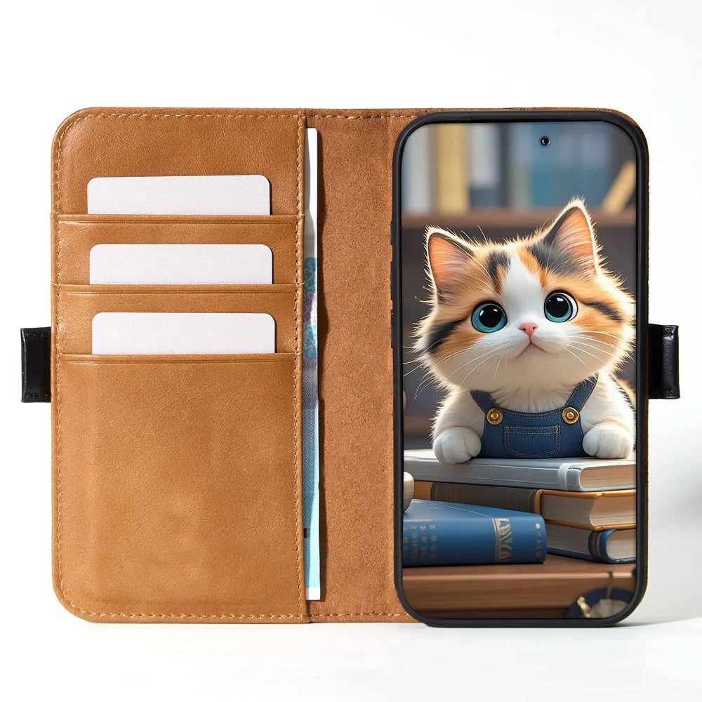Genuine Leather Folio Screen Protector Wallet Phone Case for iPhone 17 Series Style 03 - image 4