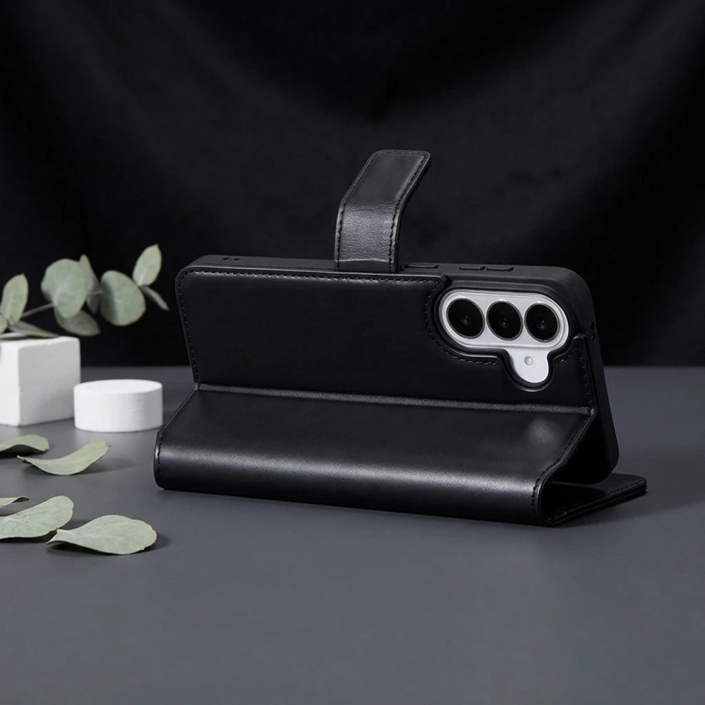 Genuine Leather Folio Wallet Phone Case for Samsung Galaxy S26 Series - image 1