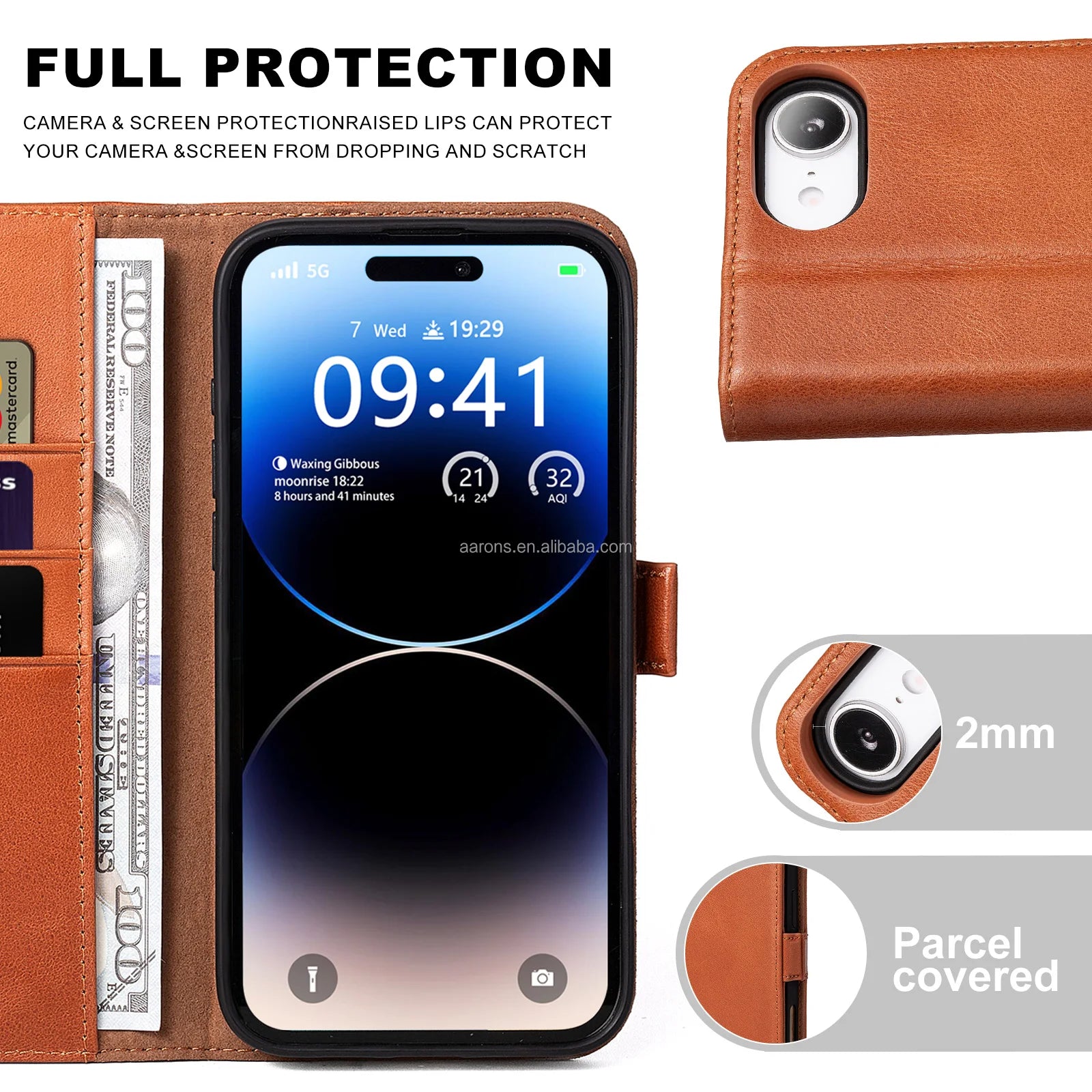 Genuine Leather Wallet Phone Case for iPhone 16 Series - image 5