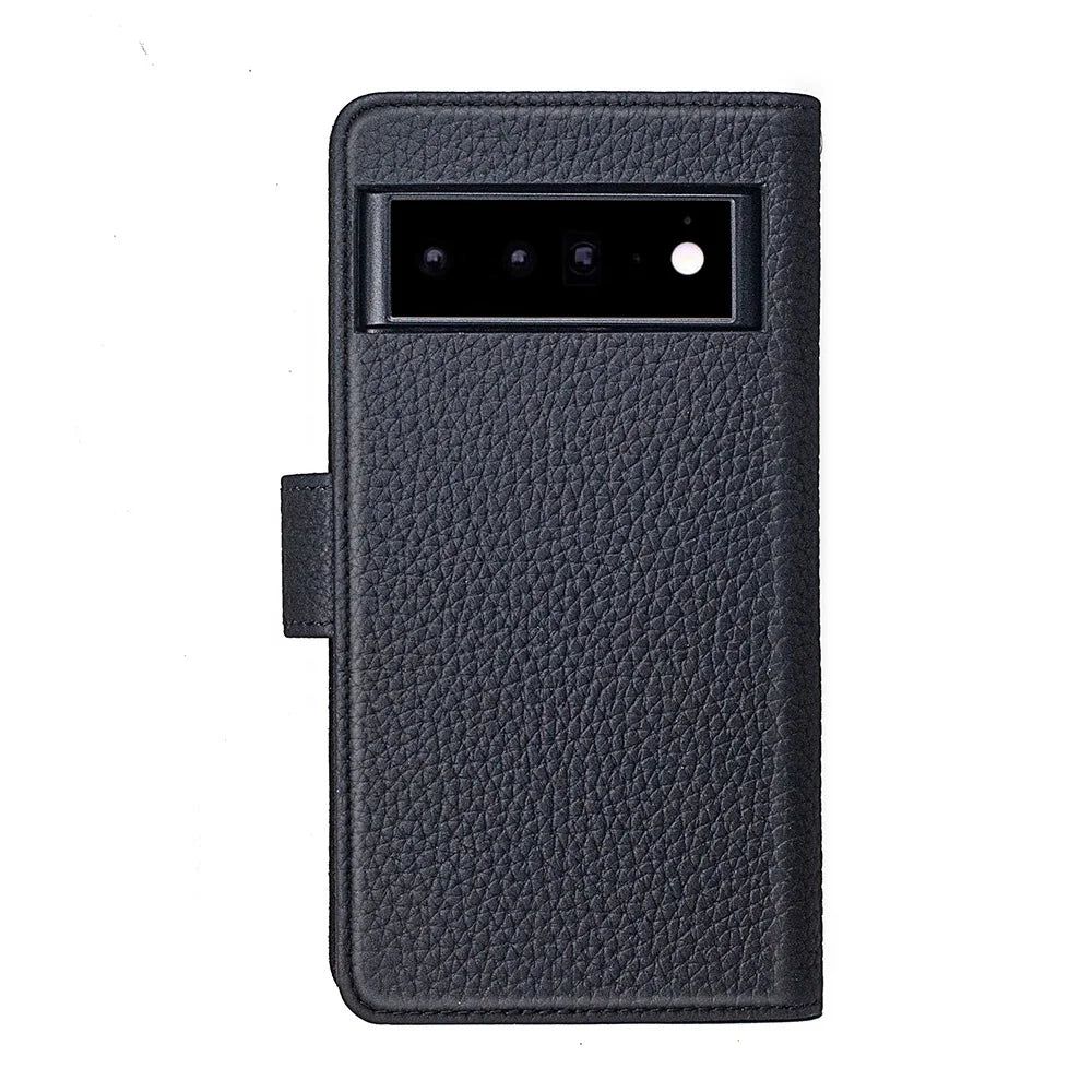 Pebble Leather Folio Card Slots Wallet Phone Case for Google Pixel 6 Series - image 4