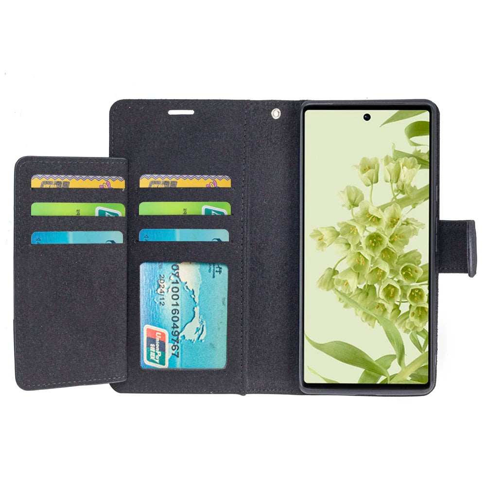 Pebble Leather Folio Card Slots Wallet Phone Case for Google Pixel 6 Series - image 2