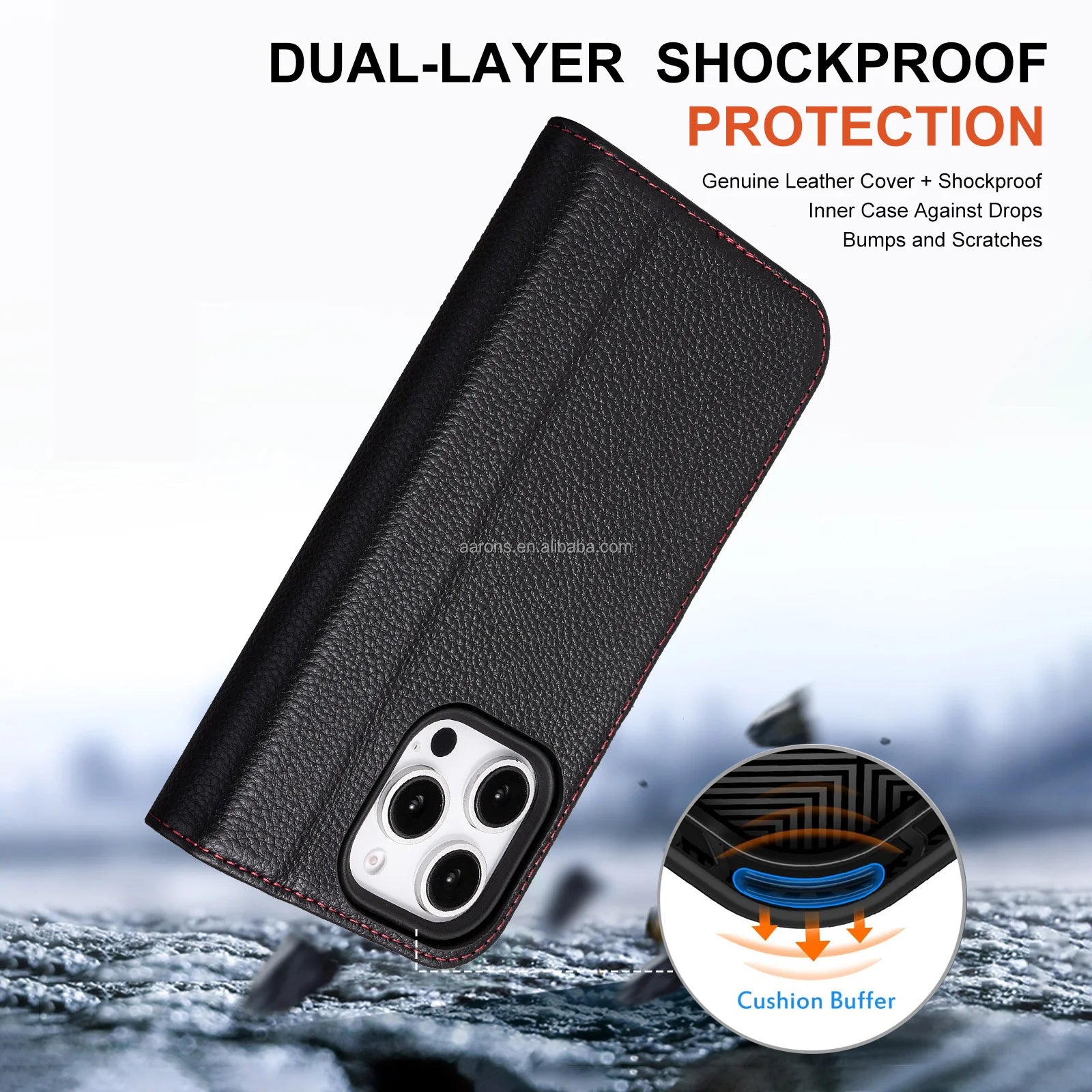 Genuine Leather Wallet Phone Case for iPhone 16 Series image 2