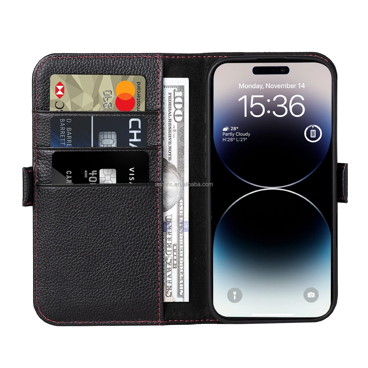 Genuine Leather Wallet Phone Case for iPhone 16 Series image 6