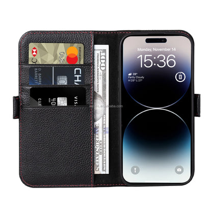 Genuine Leather Wallet Phone Case for iPhone 16 Series image 6