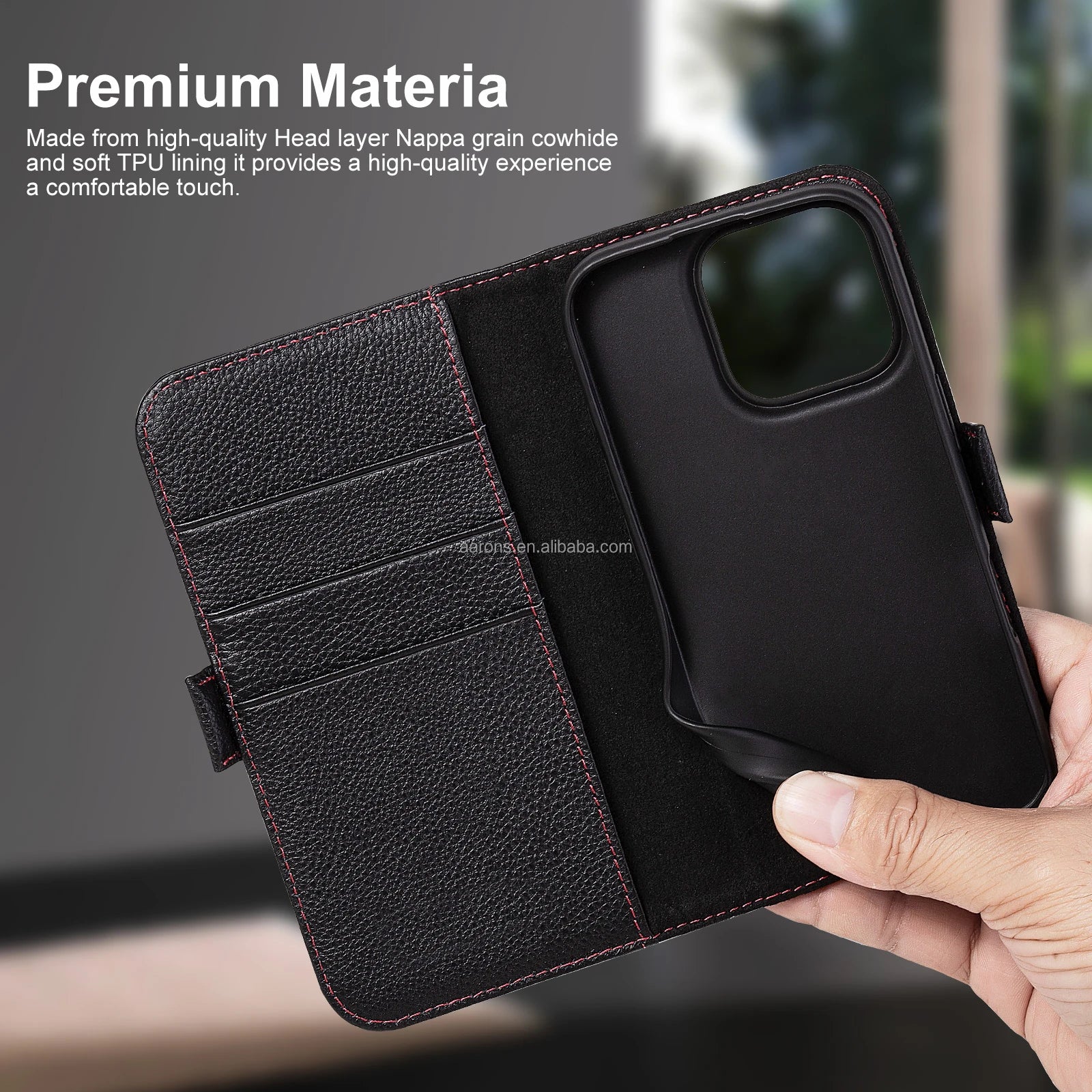 Genuine Leather Wallet Phone Case for iPhone 16 Series image 3