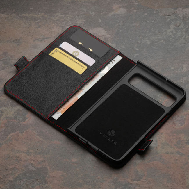 Aaronscase Genuine Leather Google Pixel Fold Wallet Case (Wholesale / Manufacturer)