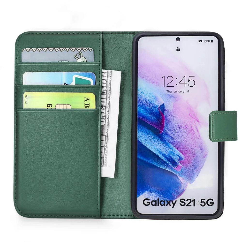 Cowhide Leather Folio Wallet Phone Case for Customizable Device Models image 6