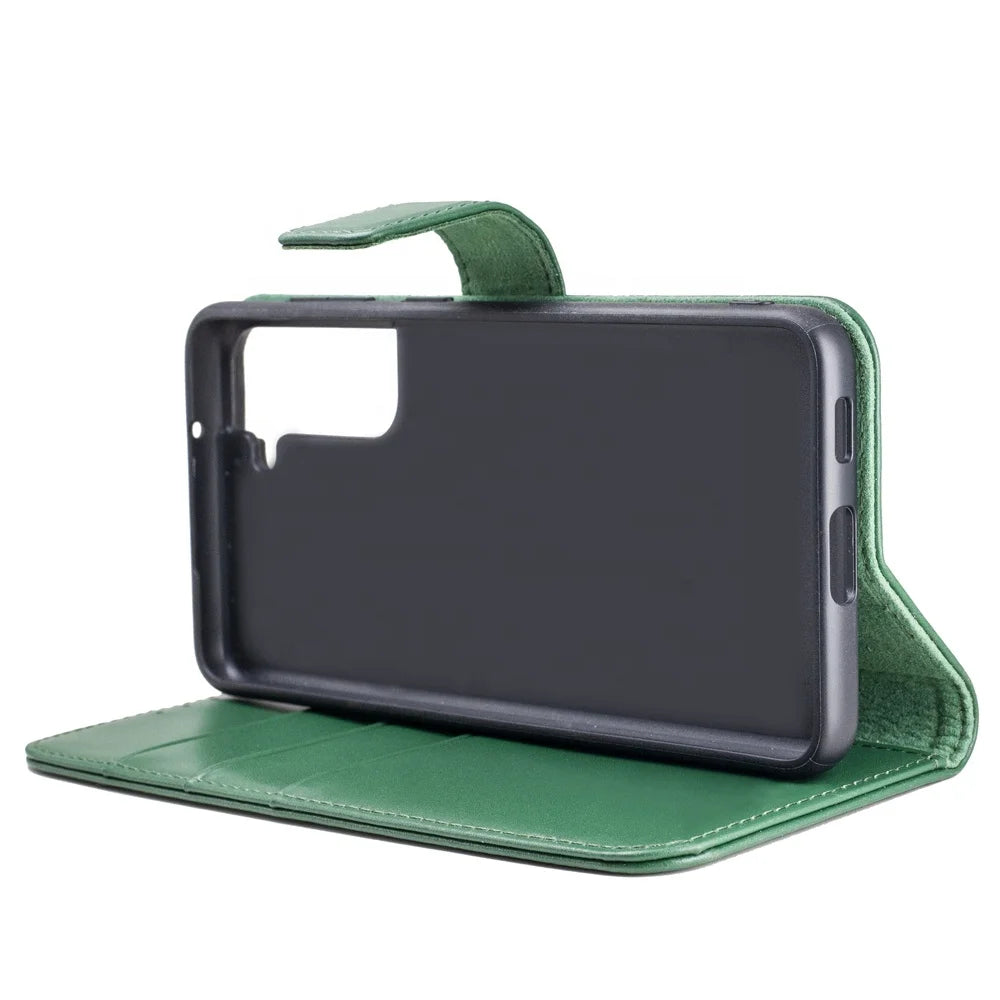 Cowhide Leather Folio Wallet Phone Case for Customizable Device Models image 5