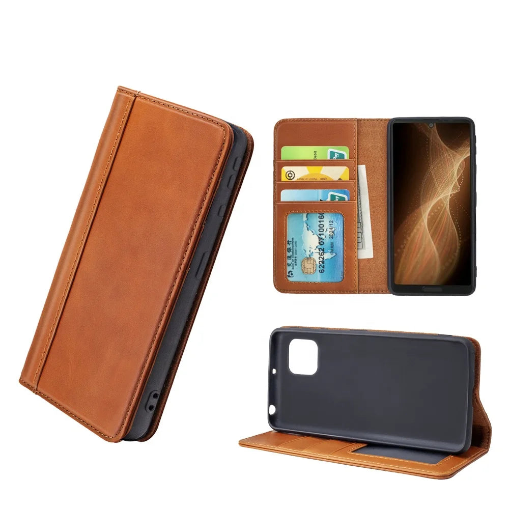 Cowhide Leather Folio Wallet Phone Case for Samsung Galaxy Z Fold Series image 1