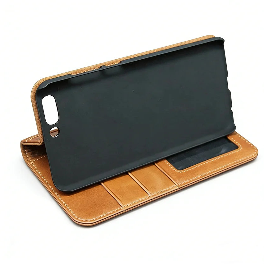Genuine Leather Folio Wallet Phone Case for Customizable Device Models image 6